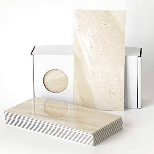 BeNice Tile Stickers Large Self Adhesive Wall Tiles Bathroom Waterproof,Stick on Bathroom Tiles Marble Tiles for Bathroom Walls Stick on Tiles Kitchen Subway Tile(23pcs,Beige)