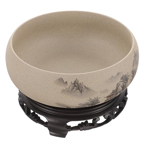 BESPORTBLE Fioriera in Ceramica e Vaso Idroponico Per Piante, Vaso in Ceramica Per Bonsai e Centrotavola Decorativo Per Interni Con Base in Plastica, Contenitore Idroponico Per Giardino e Casa