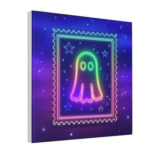 Lienzo de fantasma enmarcado con vibrantes colores neón para salón