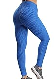 FITTOO Leggings Push Up Mujer Mallas Pantalones Deportivos Alta Cintura Elásticos Yoga Fitness Azul S