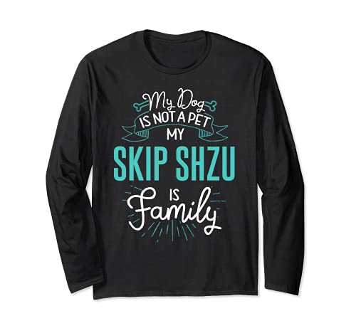 Cute Skip Shzu Design Family Dog Giftn Long Sleeve T-Shirt, Black