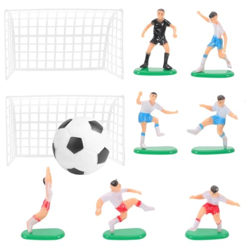 AMUSLESUR Figuras y Accesorios para Decoración de Pastel de Fútbol Temática Deportiva para Cumpleaños y Fiestas Infantiles Set Completo de Equipo y Balón