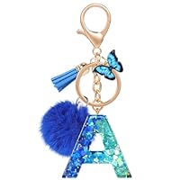 MWOOT Porte-clés lettre L avec pompons en peluche, porte-clés