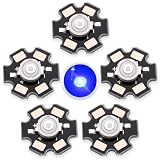 LEDGUHON 5PCS 3W Blue LED Chip, 3W Light Emitting Diode with Aluminum Plate 20mm Star PCB Base Heat Sink COB Lamp Beads for DIY Lighting, Repairing Lamps(700mA,3.2-3.6V,140deg,460-465nm)