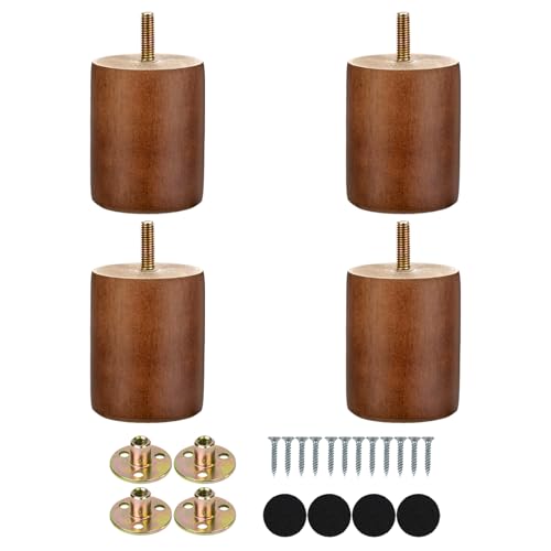 Maricome 3 in Wooden Legs Set of 4, Solid Round Wood Replacement Feet Predrilled M8 Bolt，Suitable for Sofa Couch Dresser Ottoman Cabinets Chair Screw in by Maricome - Image 4