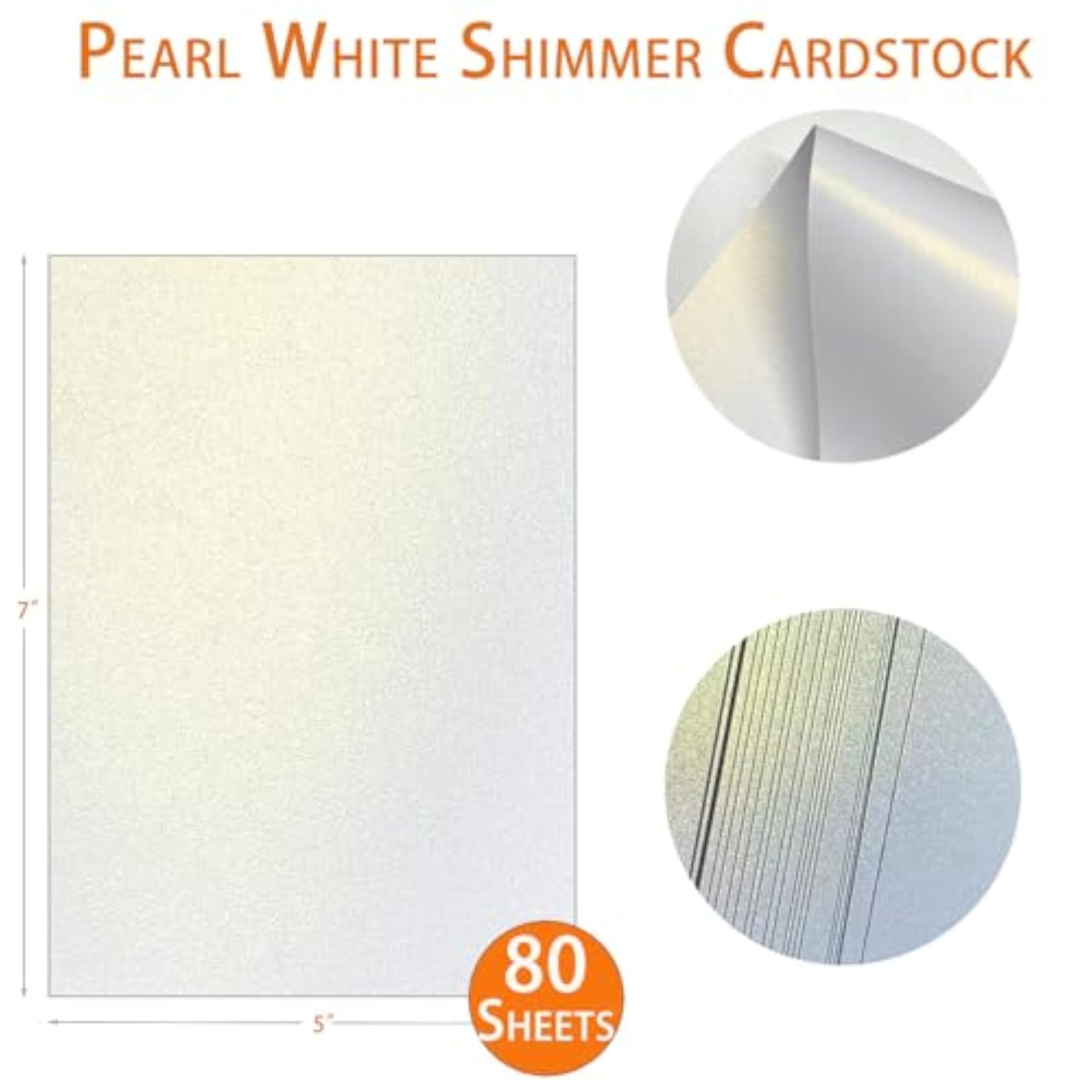 5X7 Metallic White Shimmer 80 Sheets Blank Card Stock
