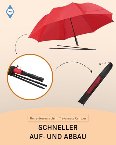 FARE Reise-Sonnenschirm Travelmate Camper – Leicht & Kompakt, UV-Schutz UPF50+, Ideal für Reisen, Strand, Outdoor & Camping - Als Regenschirm nutzbar