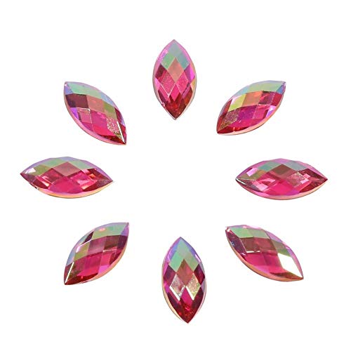 500pcs Crystal Rhinestone Horse Eye Shape AB Gems Acrylic Rhinestone 7 * 15mm for Wedding DIY Party Decor (Pink)
