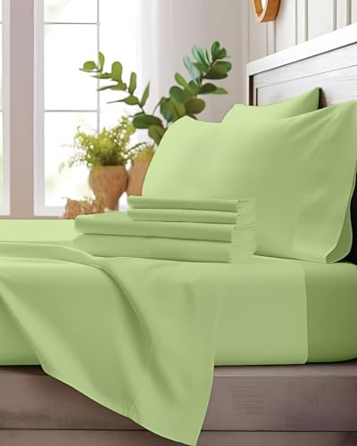 Image of Microfiber King Size Bedsheet with 2 Pillow Covers | Ultra Soft & Breathable Flat Sheet | Wrinkle-Resistant, Premium Comfort for Everyday Use|Size (108 inch x 108 inch) Sage