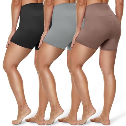 HLTPRO 3 Pack Plus Size Biker Shorts for Women (S-4XL)- 8"/5" High Waist Tummy Control Shorts for Workout, Yoga, Running