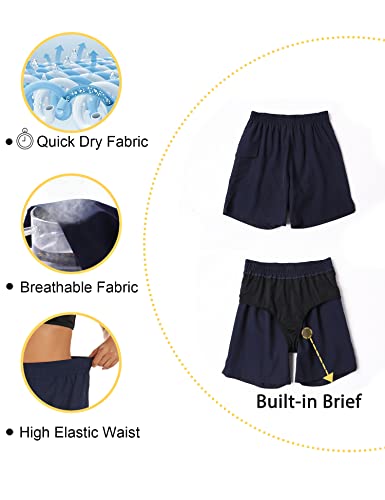 Tournesol Women's Plus Size Swim Shorts High Waisted, Bathing Suit Board Shorts Tummy Control Swimsuit Bottoms With Pocket #TOP4