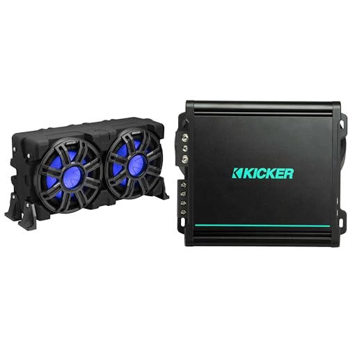 Kicker 51MWLE104 - MWE 10-Inch Loaded Premium Marine Sub Encl w/Passive Radiator 4ohm & 48KMA8001 Marine Amp Bundle