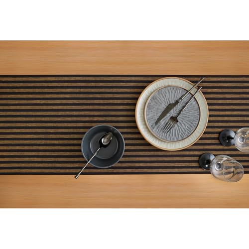 Solino Home 100% Linen Table Runner, 14 x 60 in, Brown and Black Striped by Solino Home - Used condition - Image 4
