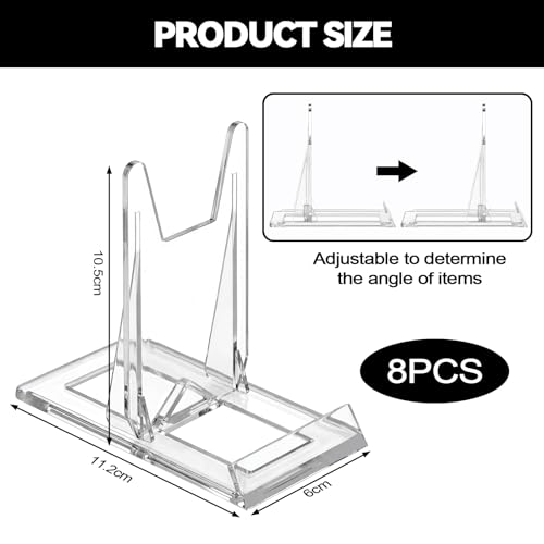 Acsatont Acryl Ständer für Bücher und Medien Transparenter Tellerhalter Verstellbarer Aufsteller für Comic Magazine Alben CDs und Postkarten Idealer Bilderständer (8Pcs)