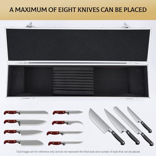 Chef’s Knife Case Aluminum Hard Case with Dual Combination Locks Cultery Carrier Portable Knife Organizer Block Holders Protectors With 8 Slots Can Hold Home Black by Trotianingyu - Image 6