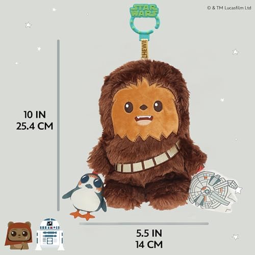 Kids Preferred Star Wars Chewbacca On the Go Activity Toy - with Rattle, Crinkle, Squeaker, Teether, Travel Clip, Sensory Toy, for Ages 0+ - 3