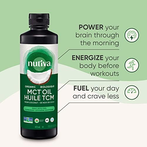 Nutiva Organic MCT Oil, Unflavored, 473 mL | Organic, Non-GMO, Non-BPA | Vegan, Gluten-Free, Keto & Paleo | 14g MCT per Serving & Neutral Flavor for Energy Boost to Coffee, Shakes and Salads — view 4