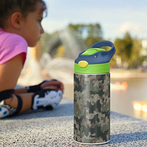 Moudou Camouflage Kids Water Bottle 12 Oz, Double Walled Vacuum Insulated Stainless Steel Thermos Travel Tumbler For Boys, Girls, Toddlers #TOP5