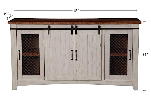 Martin Svensson Home Taos 70" Tv Stand | Antique White & Aged Distressed Pine #TOP2