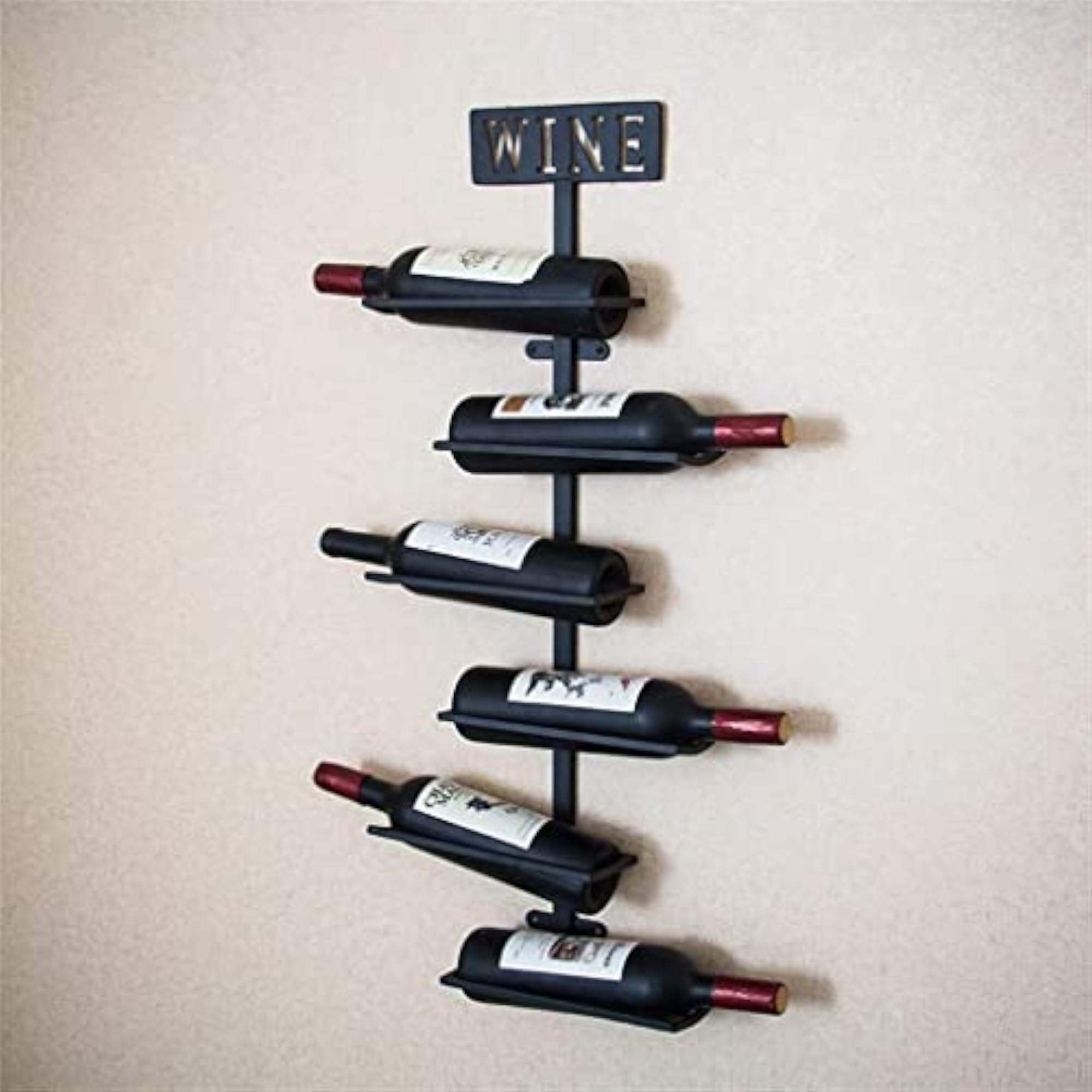 Wall Mount Steel Wine Rack for 6 Bottles, Champagne Storage