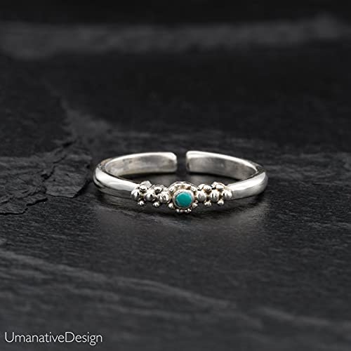Turquoise Toe Ring, Silver Thin Band Toe Ring For Women, Unique Dainty Minimalist Adjustable Midi Knuckle Ring, Beach Jewelry, Boho Wedding Accessories, Handmade #TOP1