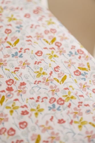 Image of Pehr Crib Sheet, Floret | Breathable Brushed Organic Cotton for Soft Sleep | Snug Fit | Reusable Fabric Bag Packaging | Standard Crib Mattresses up to 52 inchL x 28 inchW x 8 inchH