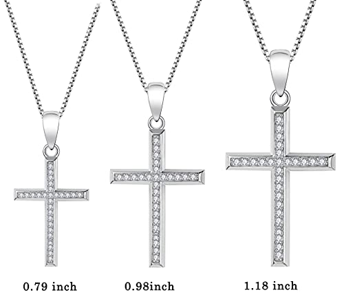 Yl Cross Necklace For Women Sterling Silver Plain Cross Pendant Necklace 0.79'' Cubic Zirconia Jewelry Gifts For Men #TOP7