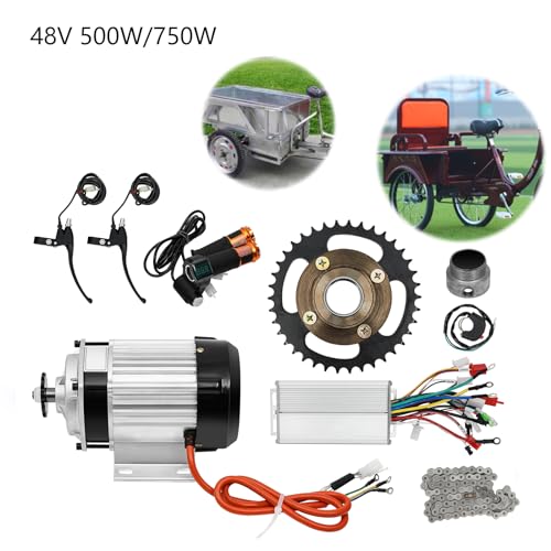 DOONARCES 750W 48V Electric Brushless Geared Motor Kit DIY E-Bike Motor Kit with Motor Controller Headlight Chain No Teeth Freewheel for E-Tricycle Electric Bicycle(No Battery) (750W 48V) - Thumbnail 3