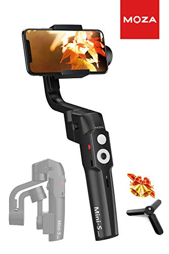MOZA Mini-S Smartphone Gimbal, One-Button Zoom Object Tracking Foldable 3 Axis Gimbal Stabilizer for Smartphone iPhone Xs/Max/Xr/X/8/7/6 Plus Samsung Note 8/S8