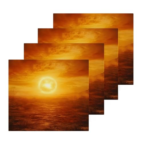 YANENDIE Twilight Oil Painting Washcloths Towels, Highly Absorbent and Soft Cotton Face Cloths, 4 Pack Quick Dry Wash Cloths - 12 X 12 Inches