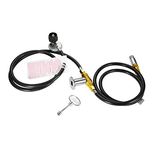 Aupoko Fire Pit Installation Kit with 90K BTU Propane Gas Valve Control Assembly System Kit, Including 1 2  Chrome Key and Quarter-Turn Shut-Off Valve, Replacement for Propane Gas Connection