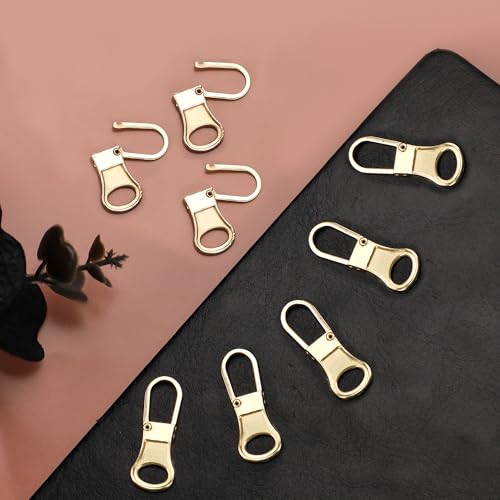 8pcs Zipper Pulls Replacement, Detachable Zipper Pullers Fixer Repair Kit Zipper Replacement Slider Zipper Pull Tab for Clothing Backpack Jackets Pants Luggage (Gold) - Thumbnail 3