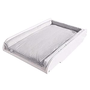 Roba Aankleedplaat incl. aankleedkussen ‘taupe geruit’, universele aankleedmat om op alle baby- en kinderbedjes…