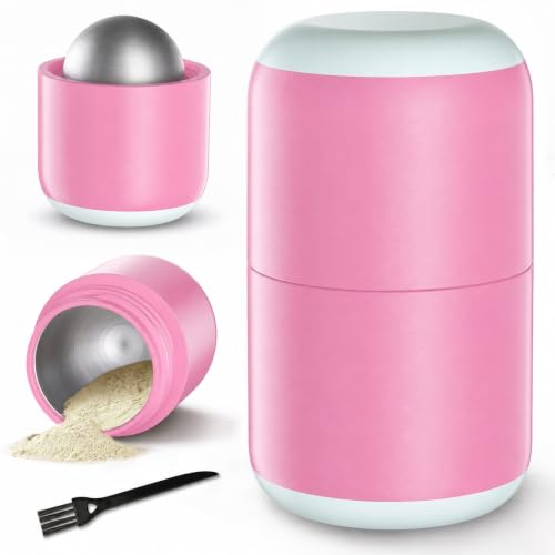 Barhon Pill Crusher Stainless Steel, Smooth Twist Pill Crusher Fine Powder, Easy to Use Pill Grinder for Elderly and Pets, with Brush, Pink
