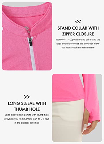 Mofiz Long Sleeve Tennis Shirts Breathable Uv Protection For Women's Fashion Ladies Cute Horseback Riding Shirts Rose Red S #TOP3
