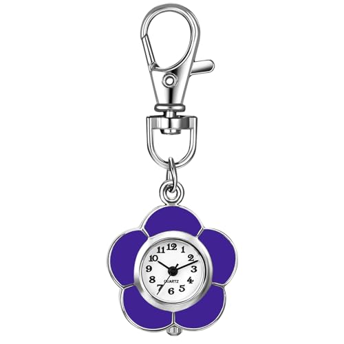 Montre de poche à quartz violette avec clip sac à dos pour adulte