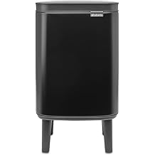 Brabantia - Bo Waste Bin Hi 4L with Soft Close Lid, Removable Inner Bucket, and Transport Grip   Ideal for Bathroom, Bedroom, and Home Office   Matt Black