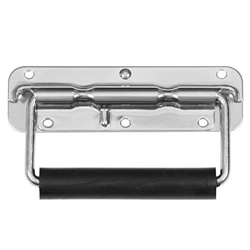 Set of 2 Spring Loaded Surface Mount Speaker Cabinet Handles with Rubber Grip - Tool Box Handle Chrome Finish (1 Pair) - Thumbnail 2
