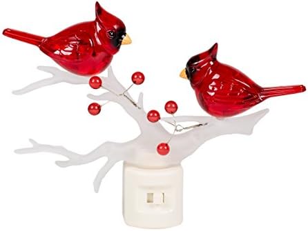 Cardinals on Branch 7 x 6 Inch Plastic Swivel Base Wall Plug In Decorative Night Light