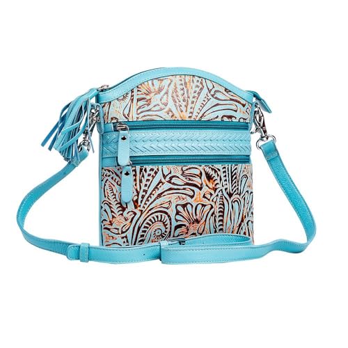 Myra Bag Shoulder Bag for Women - Western Leather Handbag Blue2