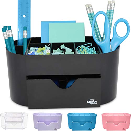 Acrylic Desk Organizer for Office Supplies and Desk Accessories Pen Holder Black Office Organization Desktop Organizer for Room College Dorm Home School (Black)