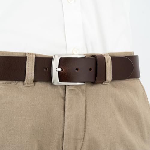 LINDENMANN Men's Leather Belt, Cowhide XL, in 3 Colours, Medium Brown