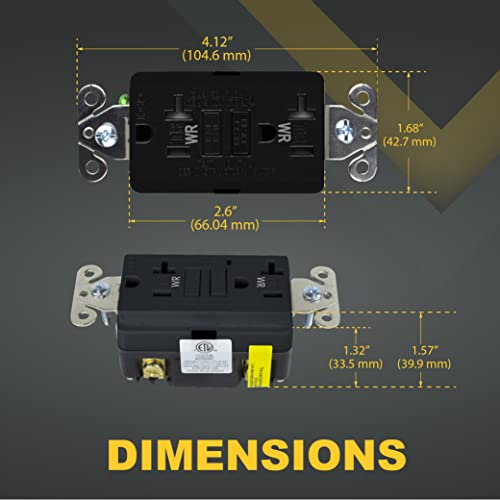 Faith 20A Wr Tr Gfci Outlets, Weather Resistant Tamper-Resistant Gfi Duplex Receptacles With Led Indicator, Self-Test Ground Fault Circuit Interrupter With Wall Plate, Etl Listed, Black #TOP3