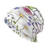 Daguys Spring Butterfly Flower Chemo Hat Cancer Headwear Skull Hat Slouchy Beanie Knit Skull Cap for Women Men