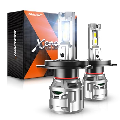 Image of SEALIGHT H4 Bulbs, 30000LM 6500K Cool White H4 Fog Light, Fog Lights with 15000RPM Cooling Fan, IP68 Waterproof, Plug-N-Play, Pack of 2