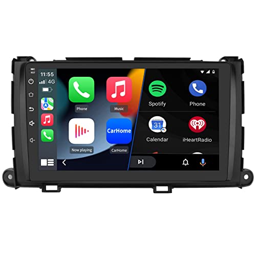 Car Radio Stereo for Toyota Sienna 2011-2014 Wireless Apple CarPlay Andriod Auto 9 inch Touch Screen Android 11 with WiFi GPS Navigation DSP Bluetooth