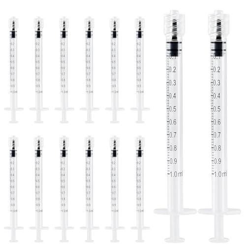 TRUEIN - TRUEIN Lot de 14 seringues doseuses Luer Lock - 1 ml - Sans aiguilles - Seringues en plastique stériles - Jetables - Sans latex - Pour laboratoires scientifiques