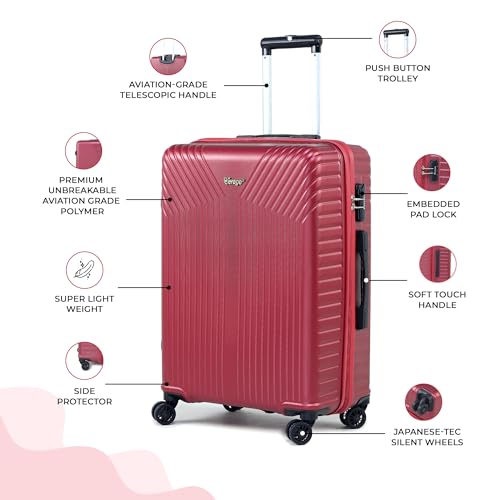 Image of ACEPACK GLX Family Set of 3 (Small Cabin + Medium Check-in + Large Check-in) Combo Red Hard Sided Luggage Trolley Bag for Travel Suitcase with 8 Spinner Wheels