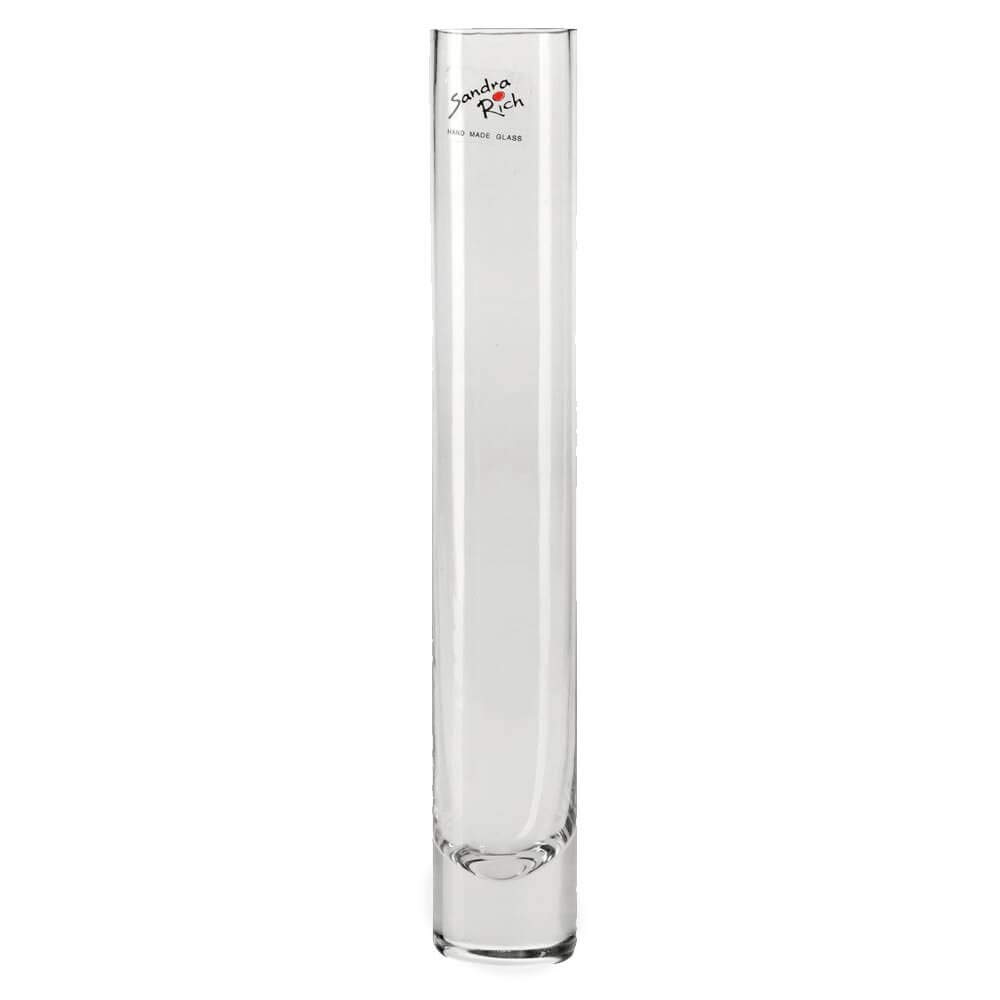 Matches21 Jarrón de cristal sencillo, decorativo, cristal transparente, jarrón de flores, cilindro alto, redondo, 1 unidad, diámetro de 4 x 26 cm