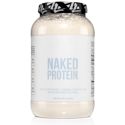 Naked Protein Powder Blend - Whey, Casein and Egg Protein, Only 4 Ingredients, Non-GMO, No Soy, Gluten Free, No Artificial Sweeteners, Flavors Or Colors, Keto and Paleo Friendly - 3 LB